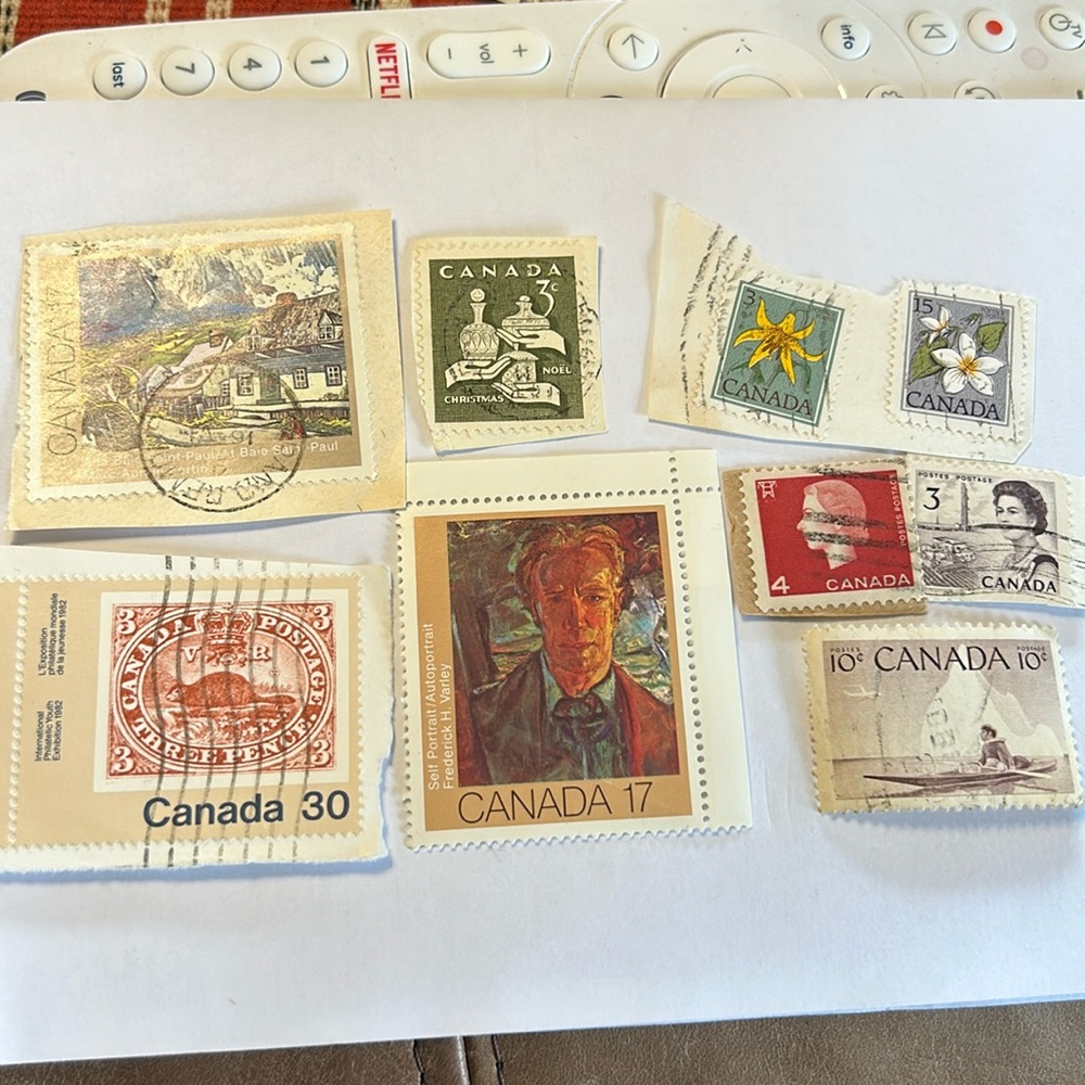 circulated canada Stamps mix lot of 9 miss print floral 15 cent